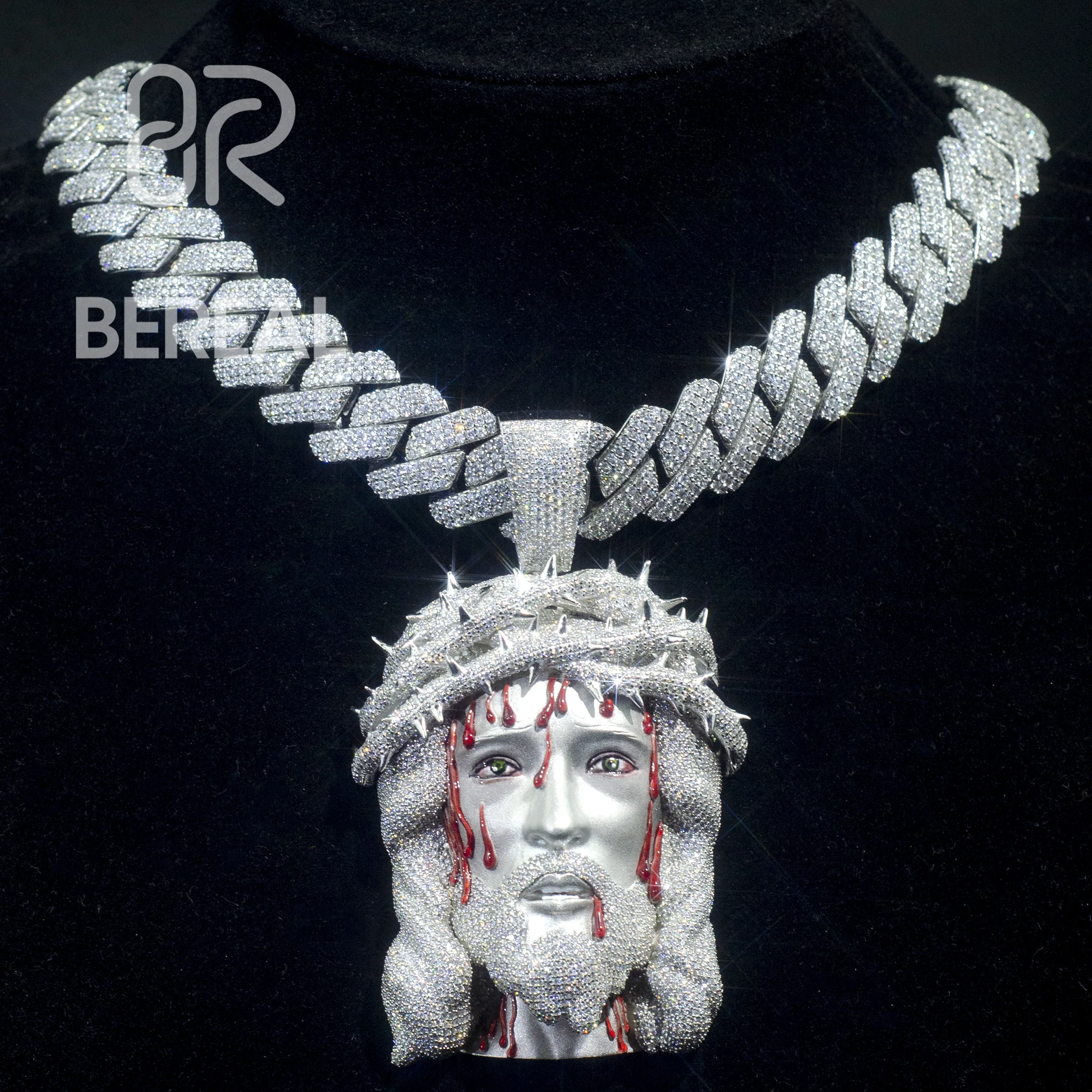 Bereal Jewelry Hip Hop  Iced Out 925 Sterling Silver D Color VVS Moissanite Diamond Custom Jesus Pendant For Necklace