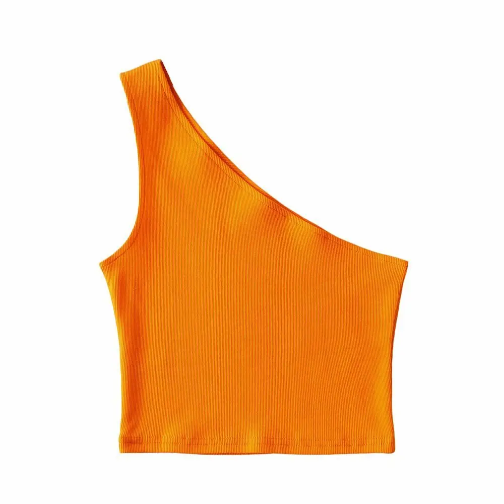  2021 cheap price tight Inclined shoulder women top vest condole belt
