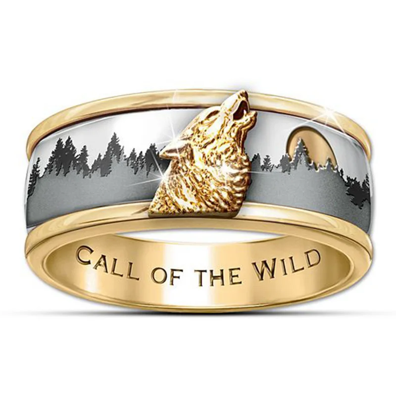 Dropshipping Products men Accessories 2024 New Electroplated Forest Wolf Adjustable Fashion Jewelry Rings For men