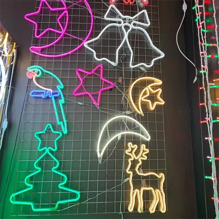 Music and dance party Acrylic board and Flex LED Neon Lights Pink color Guitar shape Logo