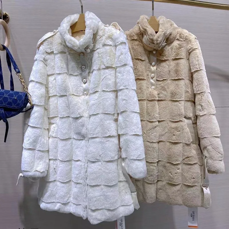 Зимнее простое Новое Норковое шерстяное пальто б/у оптом модная женская одежда