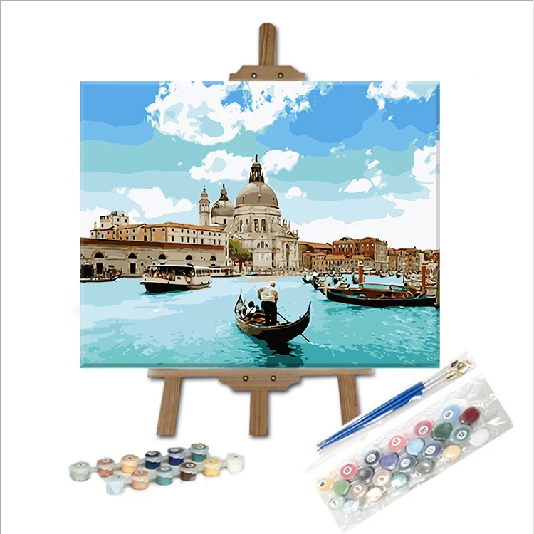 Venice Watertown Landscape Hand-painted Oil Painting Digital Home Decoration Art number painting