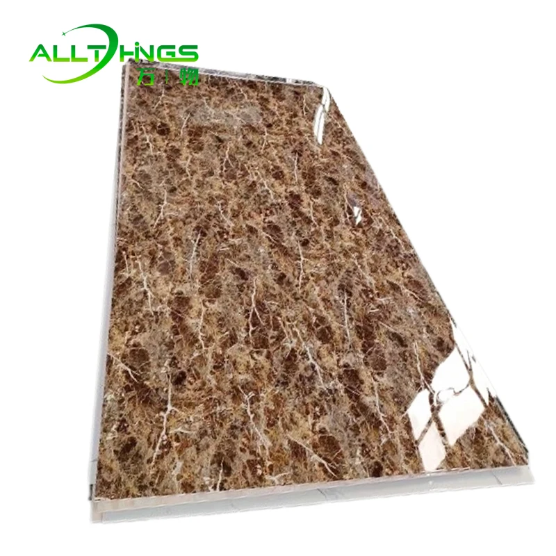 High quality coated kitchen cabinets high gloss marble plastic sheet 3mm marble wall panel pvc marble slab