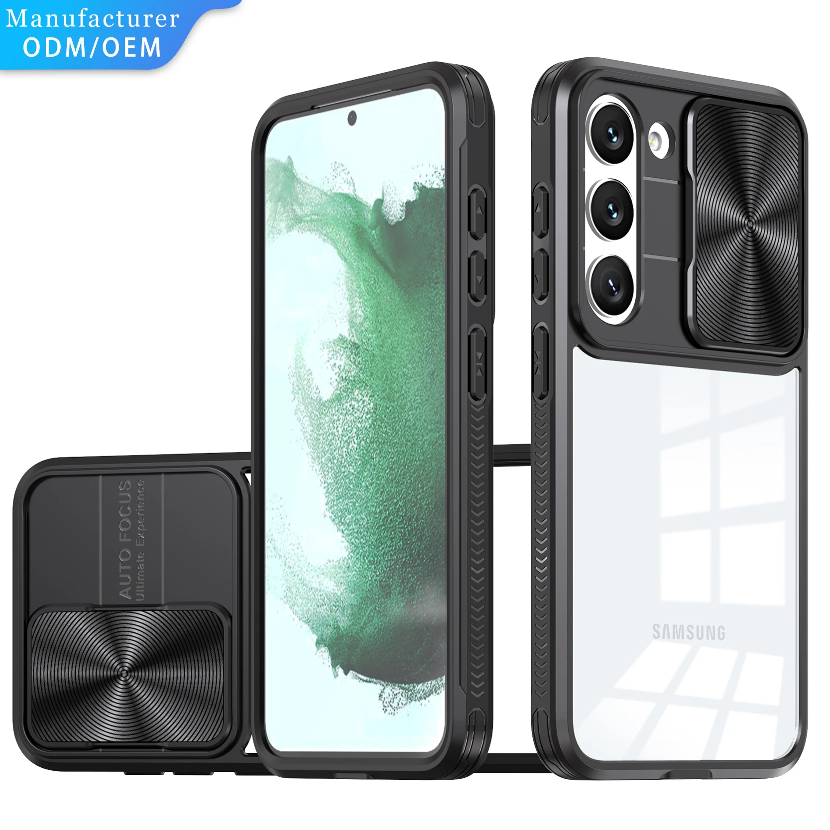 For Samsung Galaxy S23 Ultra Case with Slide Camera Cover, Protective Hard Back and Soft Bumper, Shockproof Upgraded Anti-Yellow