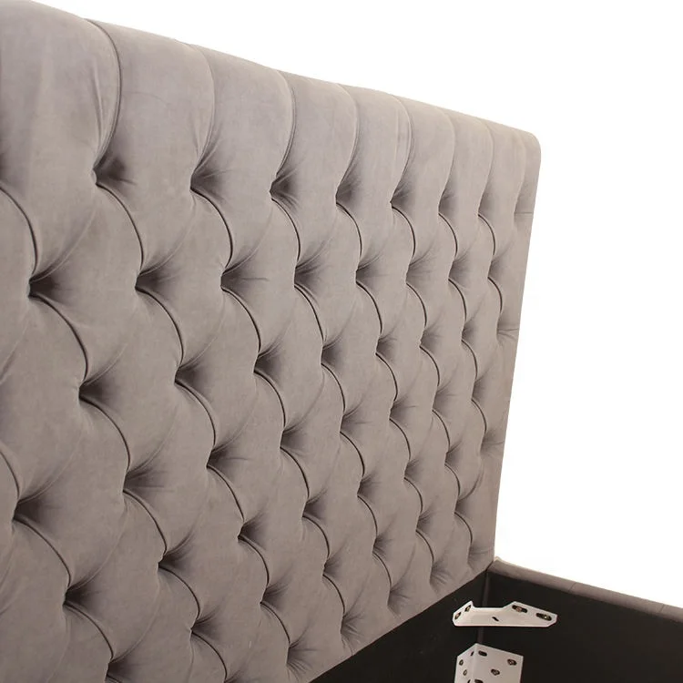 Queen King Size Bed Frame Round twin Tufted Buttons Storage luxury Upholstered Beds Lit Cama dobravel For Bedroom furniture