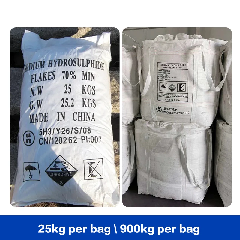 Yellow Flakes 70% Sodium Hydrosulfide CAS 16721-80-5 NaHS Sodium Hydrogen Sulfide  for Leather Industry