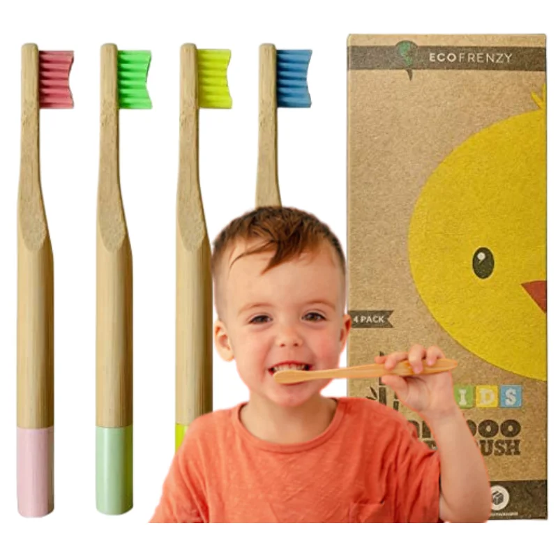 Eco-Friendly Customized Organic Bamboo Charcoal Toothbrush for Kids Biodegradable with Soft Bristle Unique Packaging Home Use
