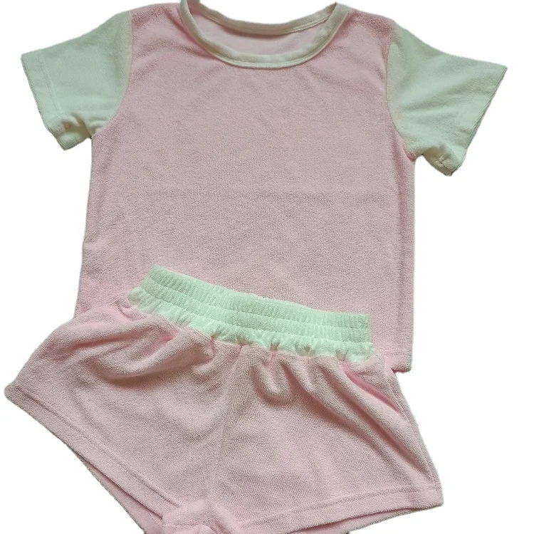 
baby girl summer clothes set short sleeve t shirt shorts set 2-8 years girl casual two piece outfit wholesale 100% cotton outfit 