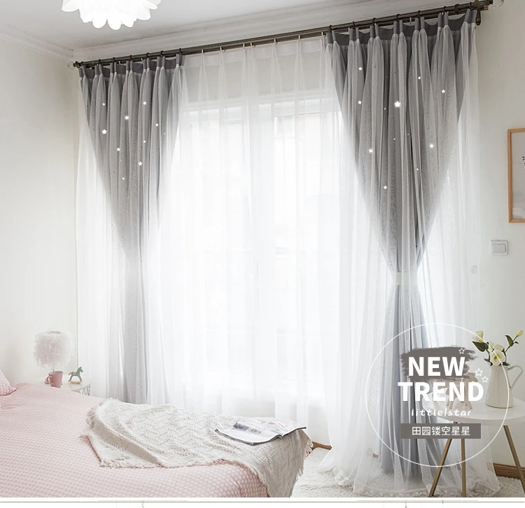 Factory supply 100% polyester blackout art continuous lace window curtains for living room