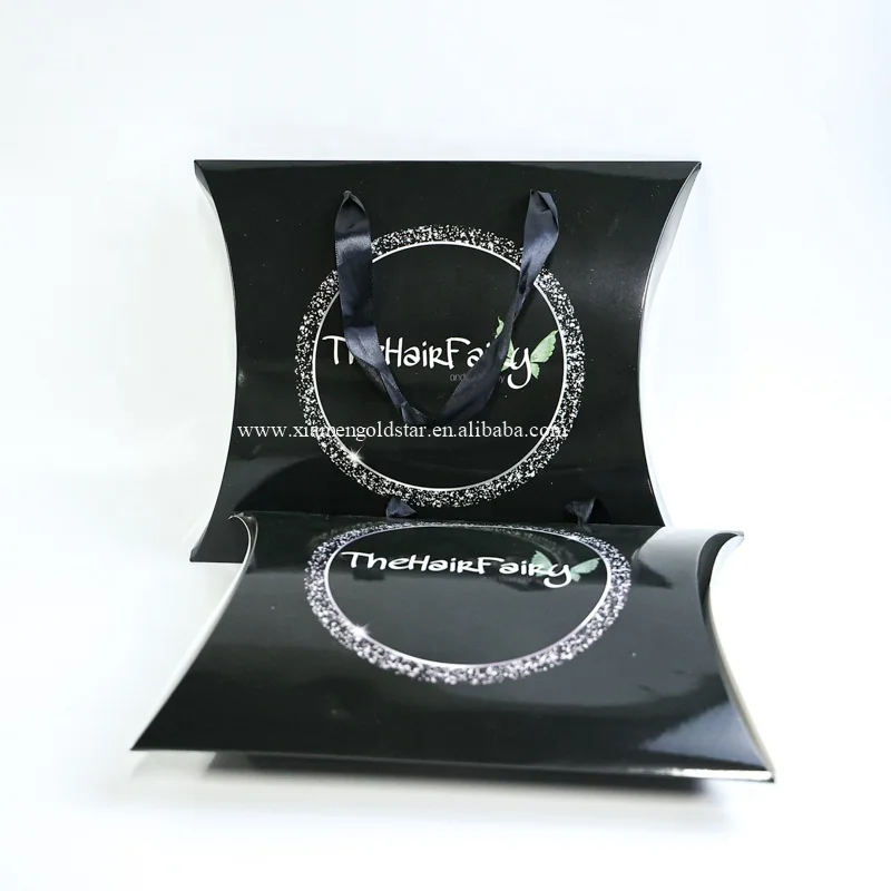 Luxury Custom LOGO Printing 1 bundle hair extension packaging wig pillow boxes with handle