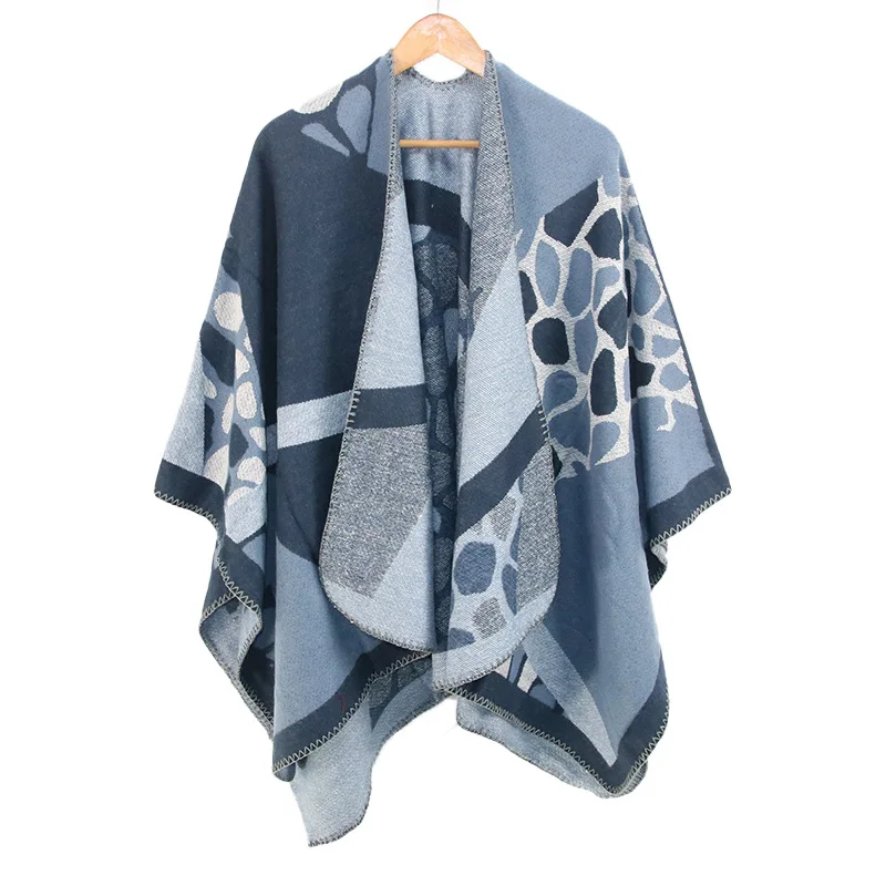 New European and American Fashion Leopard Print Imitatio n Cashmere Ladies Scarf Jacquard Split Thickened Large Cloak