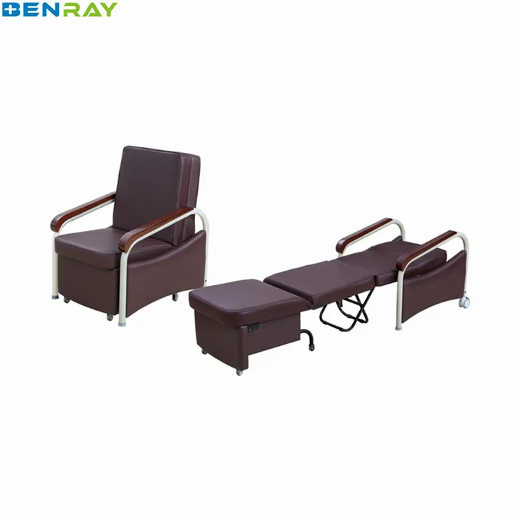 BR-CR12 Guangzhou 6 Wheels Hospital Foldable Recliner Hospital Sleeper Chair Reclining Chair Bed Price