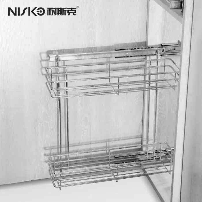 
Kitchen pantry pull out organizer units in cabinet 