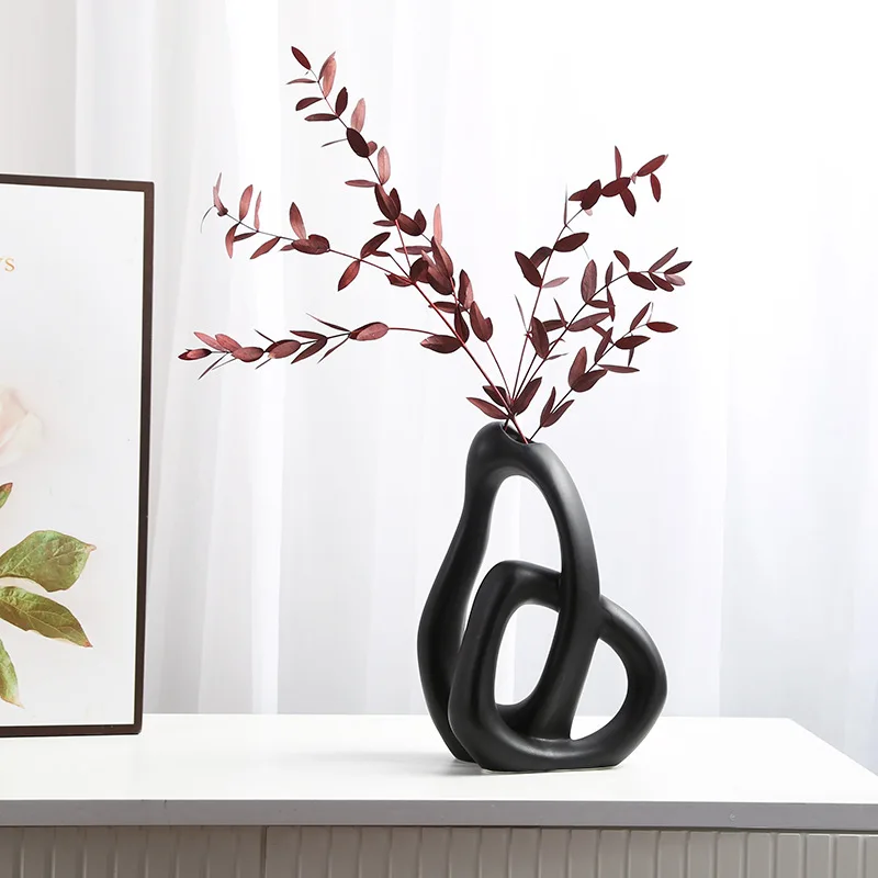 Dropshipping Shopify Modern White Ceramic Flower Vases for Home Decor Aesthetic