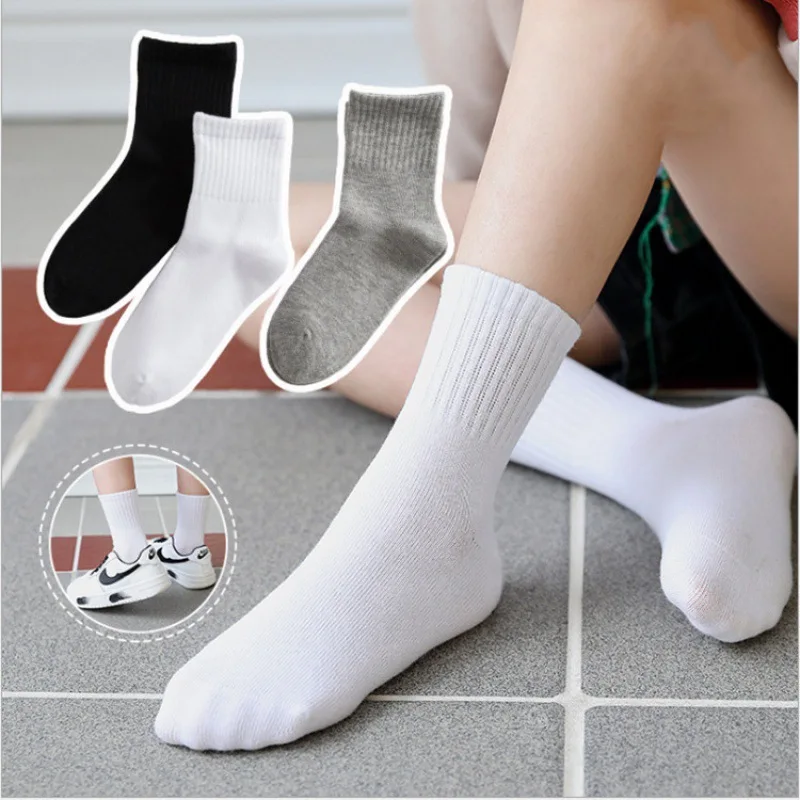 Jingwen OEM Calcetines Escolares Para Ninos Girls Black White Cotton Stripe Kids Socks For School
