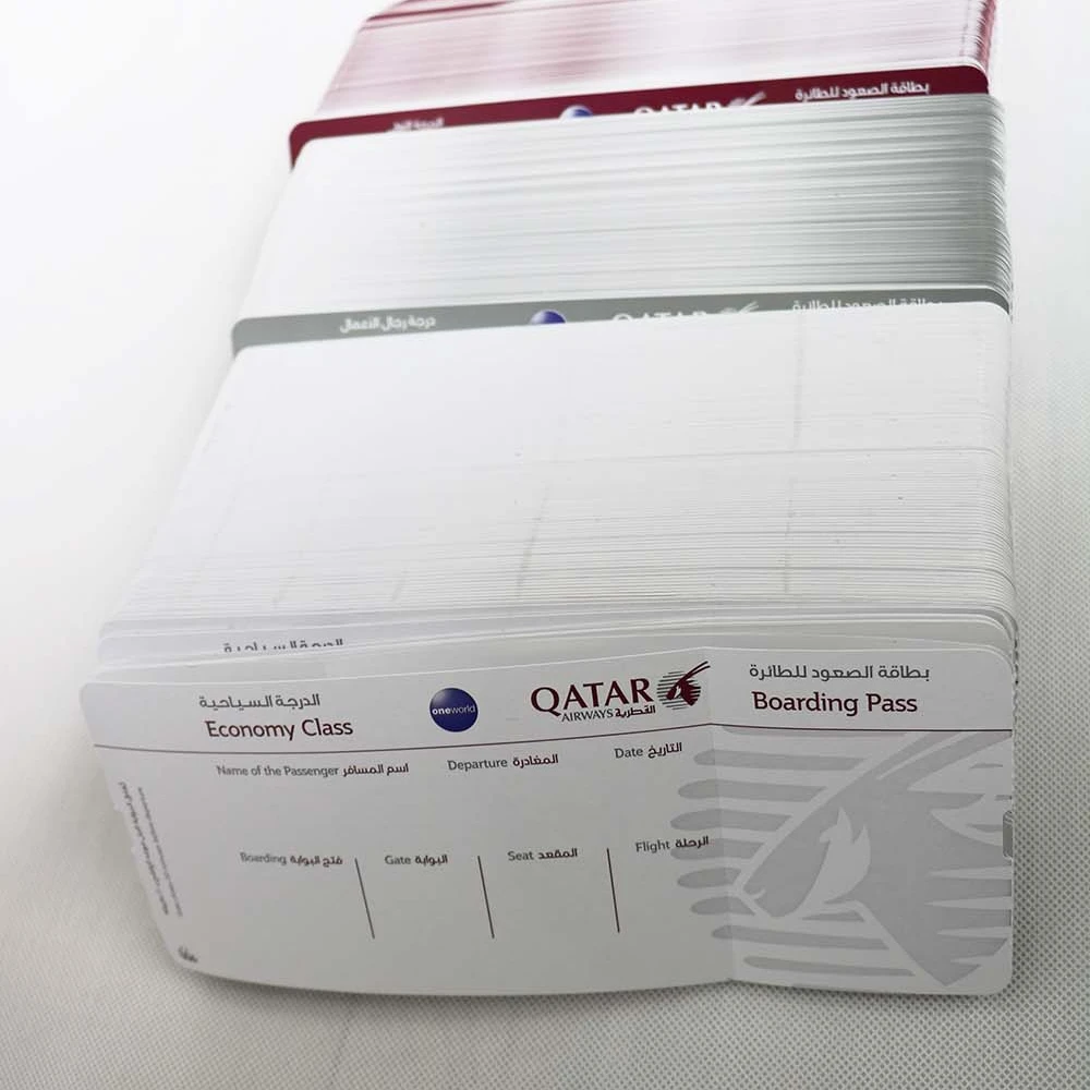 
New Customized Thermal Flight Tickets Thermal Boarding Pass Plane Ticket Thermal Adhesive Boarding Pass 