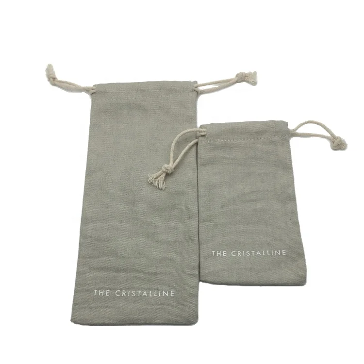 Quality 100% Cotton Drawstring Pouch Gray Canvas Christmas Santa Sacks Bas Wholesale