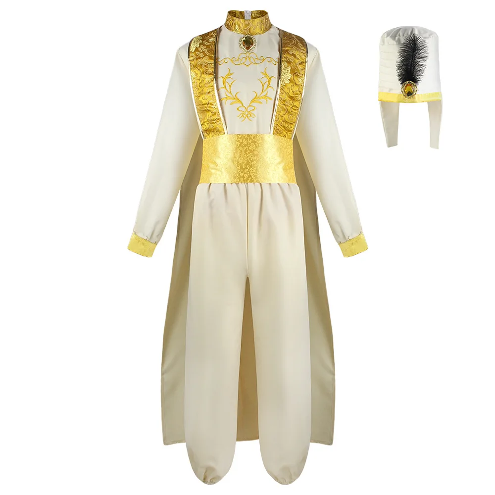 New Arrival Halloween Costumes Divine Light Men Arabian Prince Aladdin Lamp Prince Costume Suit Cosplay Outfits for Adult