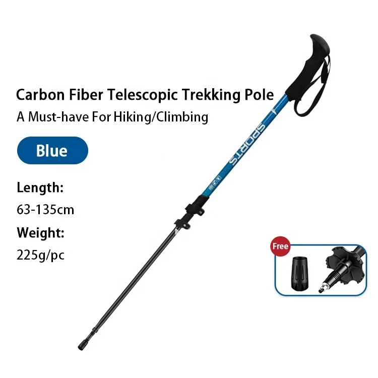 Hot Sale 3-Section Walking Stick Telescopic Hiking Stick Lightweight Carbon Fiber Trekking Pole