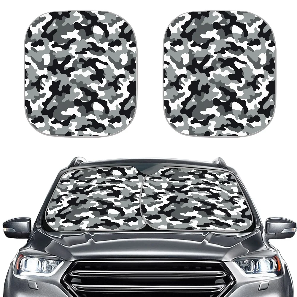 Wholesales Front Car Window Sunshade Military Warm Blood Camouflage Pattern Printed Visor 2-piece Auto Car Windshield Sunshades