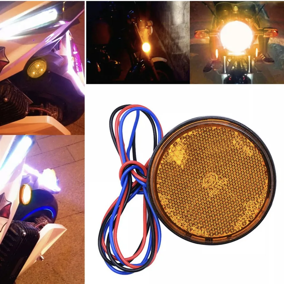 M0104 1pcs Motorcycle 24LED Reflector Electric Vehicle LED Driving Brake Light Waterproof License Plate