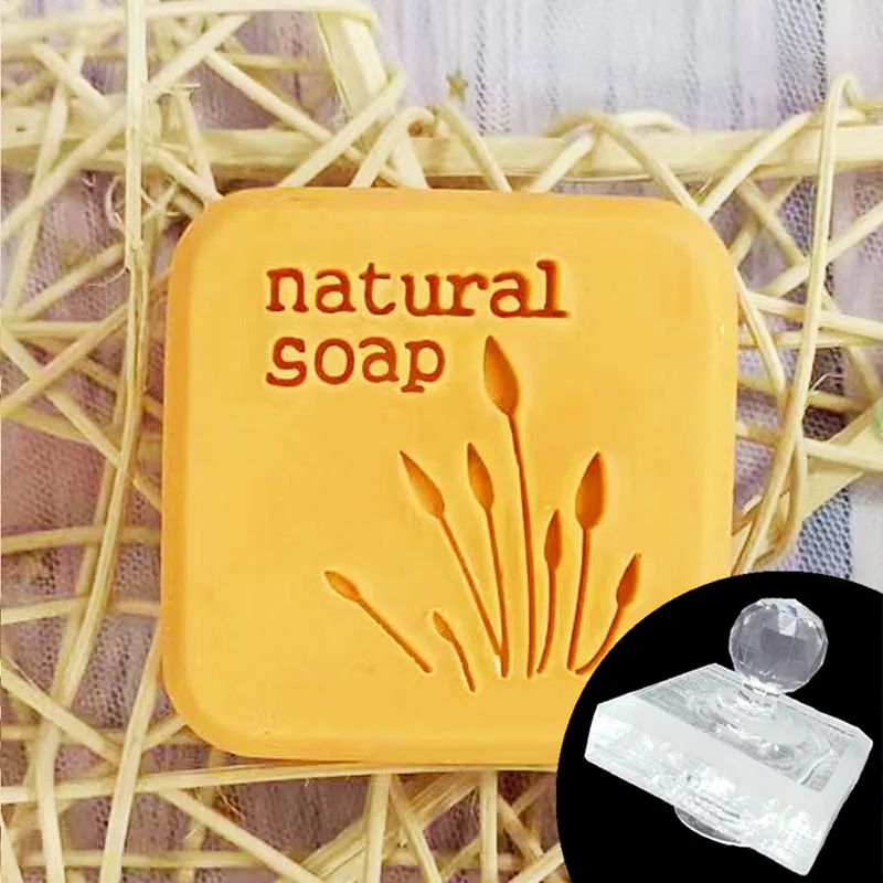 High Quality Multi Design Acrylic Clear Stamp Natural Words Embossing Stamps Personality Natura Theme Logo Graphic  Soap Stamps