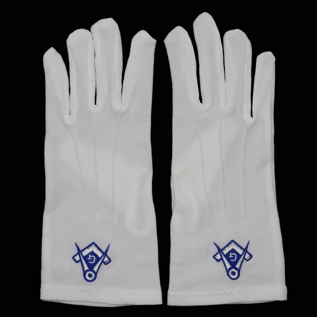 Wholesale embroidered logo parade white masonic regalia masonic man shrine church cotton for gloves