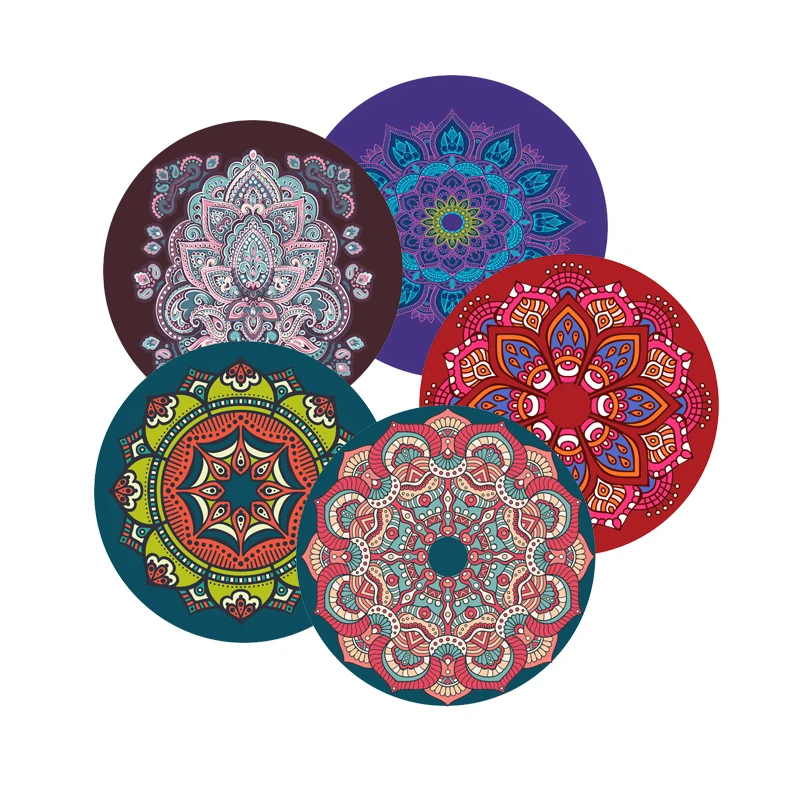 SHENGDE Washable Table Placemats Dinner Flower Individuales Para Mesa Hot Pink Round Vinyl Recycle Autumn Placemat Coaster