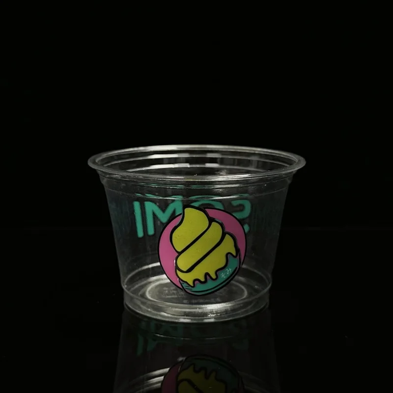 Fruit/ice Cream/cupcake/iced Cold Drinks Pet Clear Glass Tea Cups With Lid Eco Friendly Cups Disposable With Logo