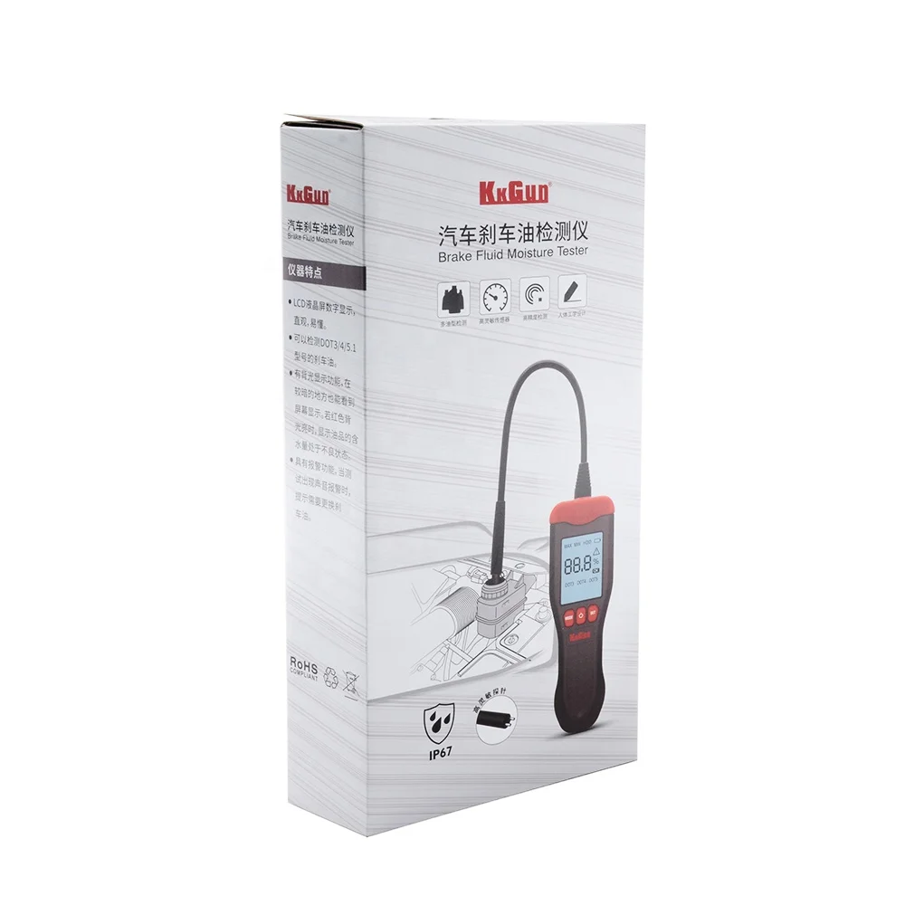 Car brake fluid water content detector alarm function brake oil moisture tester LCD screen with result display