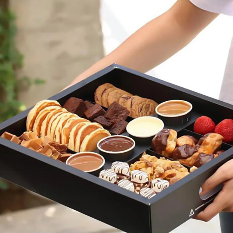 Wholesale Fruit snack packing box Catering Cookie Platter boxes Outdoor kraft paper platter camping picnic paper box
