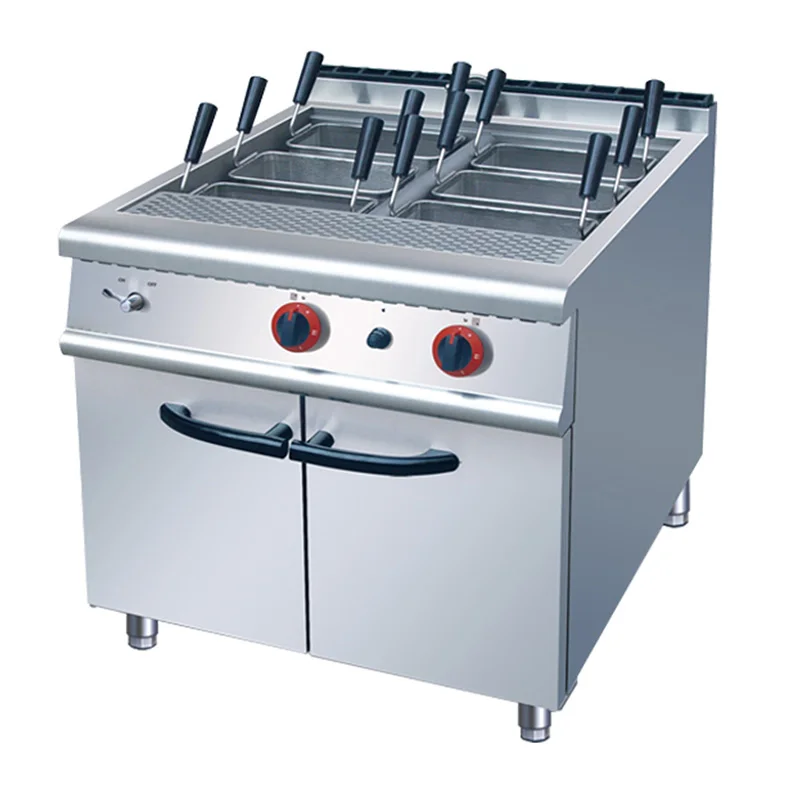 KITSENSE Hotel Restaurant Kitchen Equipment Commercial 6 Baskets Stainless Steel Gas Pasta Cooker With Cabinet