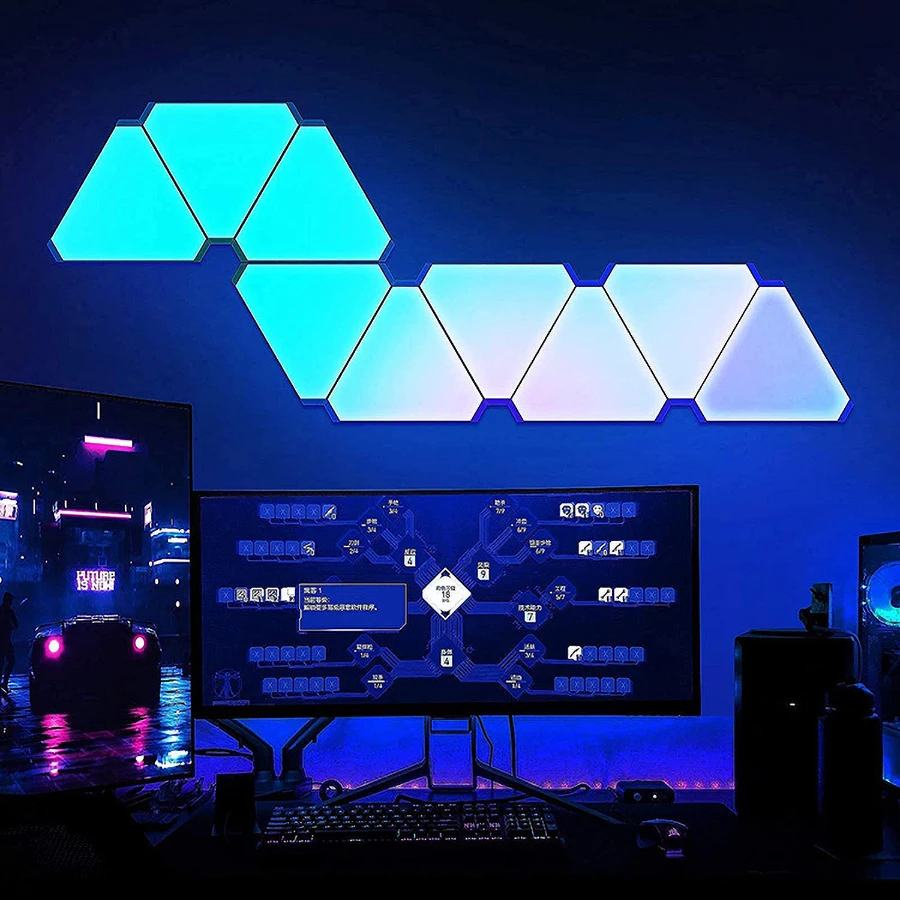 APP Triangle Lights Panels LED Smart Control Game Sync RGB Voice Control with Google Alexa Intelligent LED Light Panel