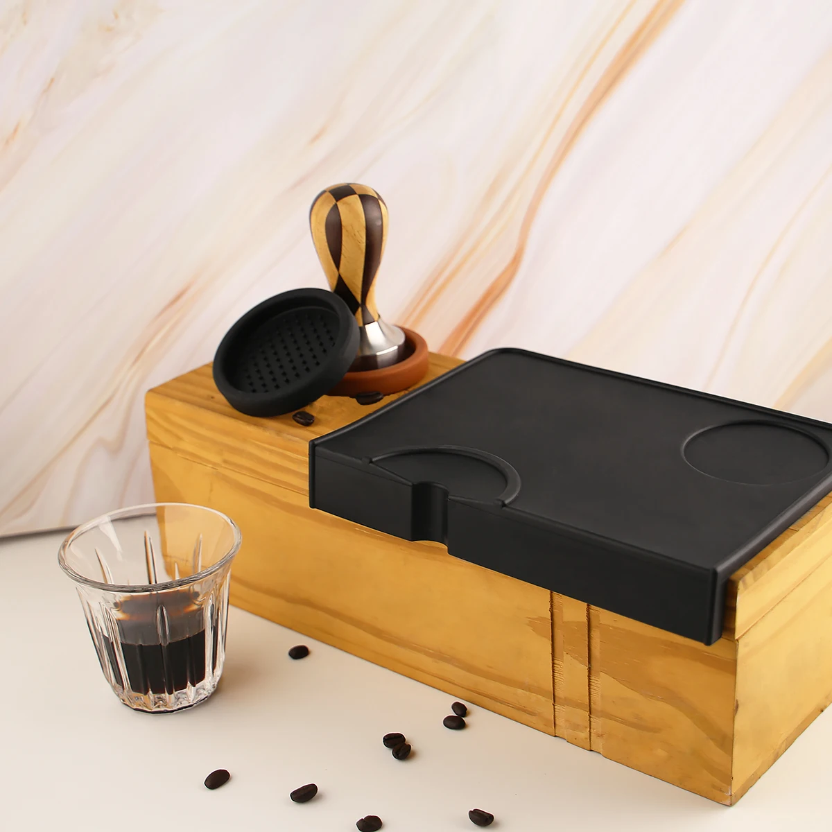 High Quality Espresso Coffee Tamper Mat Slip-Resistant Pad Tool Silicon Rubber Corner Mat(no Coffee Stamper)