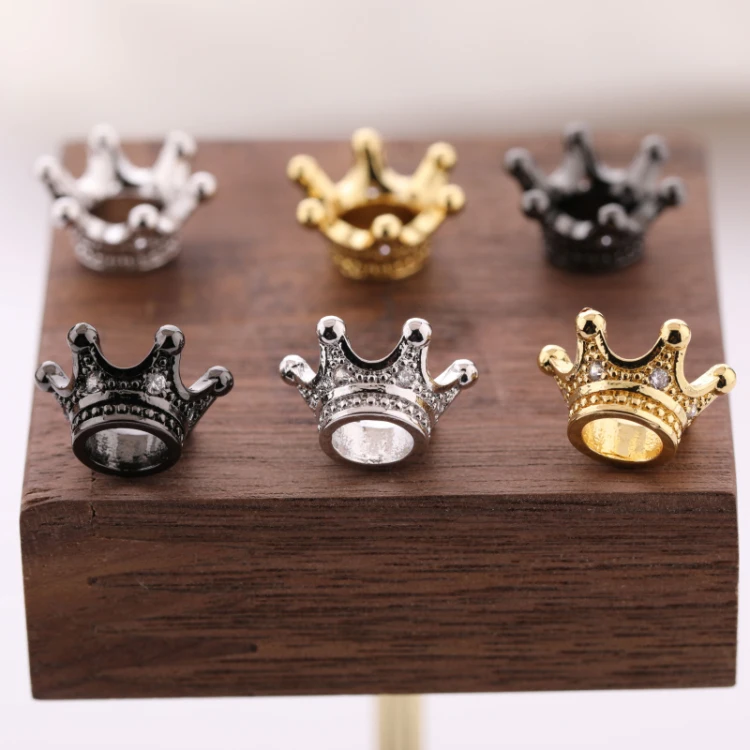 Прозрачные фианиты CZ микрозакрепка, латунный материал, Золотая Корона, подвески, бусины россыпью для изготовления ювелирных изделий своими руками