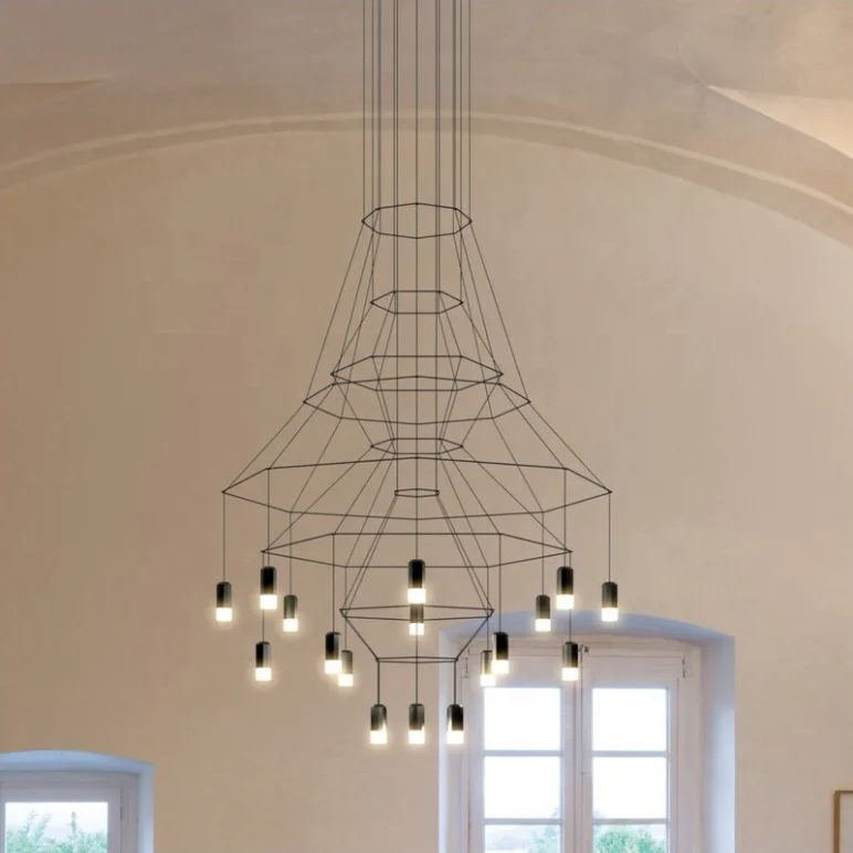 Новый дизайн Современная креативная канатная люстра подвесные лампы светодиодная стильная с высоким потолком лестничная Люстра для бара виллы