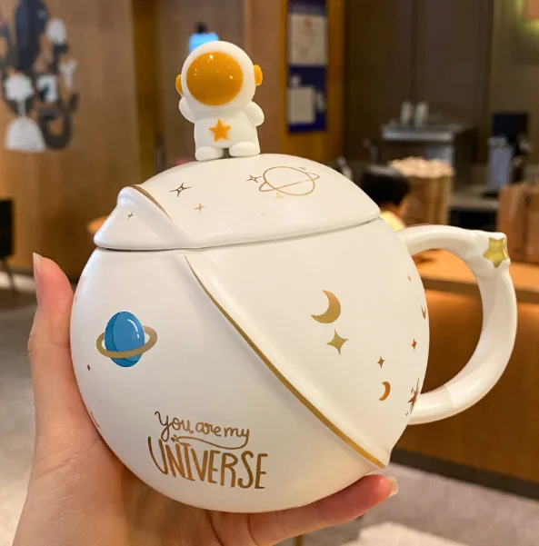 3D Round Astronaut Cute Planet Ceramic Mug Couple Drinking Super Cartoon Office Tea  Mug Coffee Cup Cool Cup