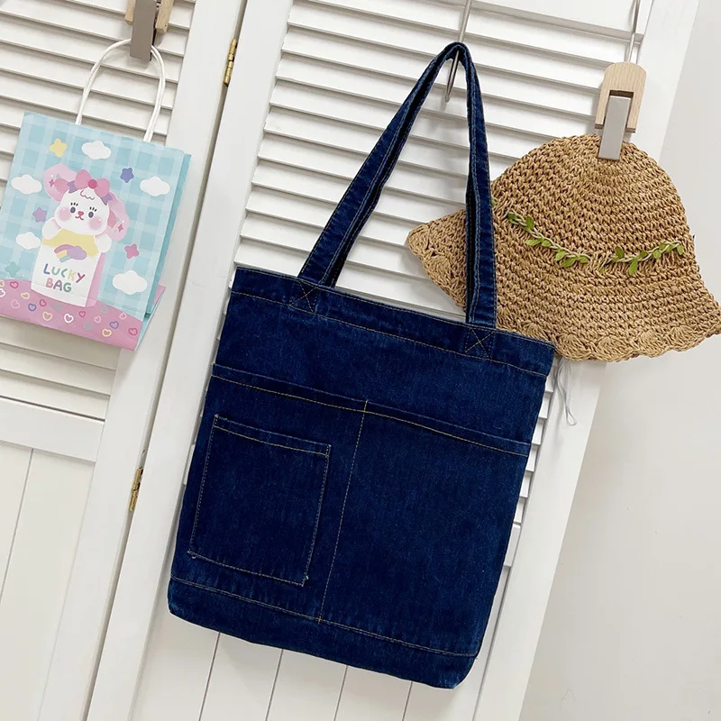 Denim Shoulder Bag for Women Tote Bag Retro Crossbody Bag Large Capacity Purse