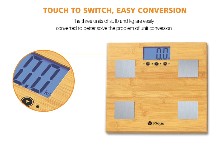 Professional Analysis Body Fat Scale Bamboo Digital Body Weight Bathroom Scale