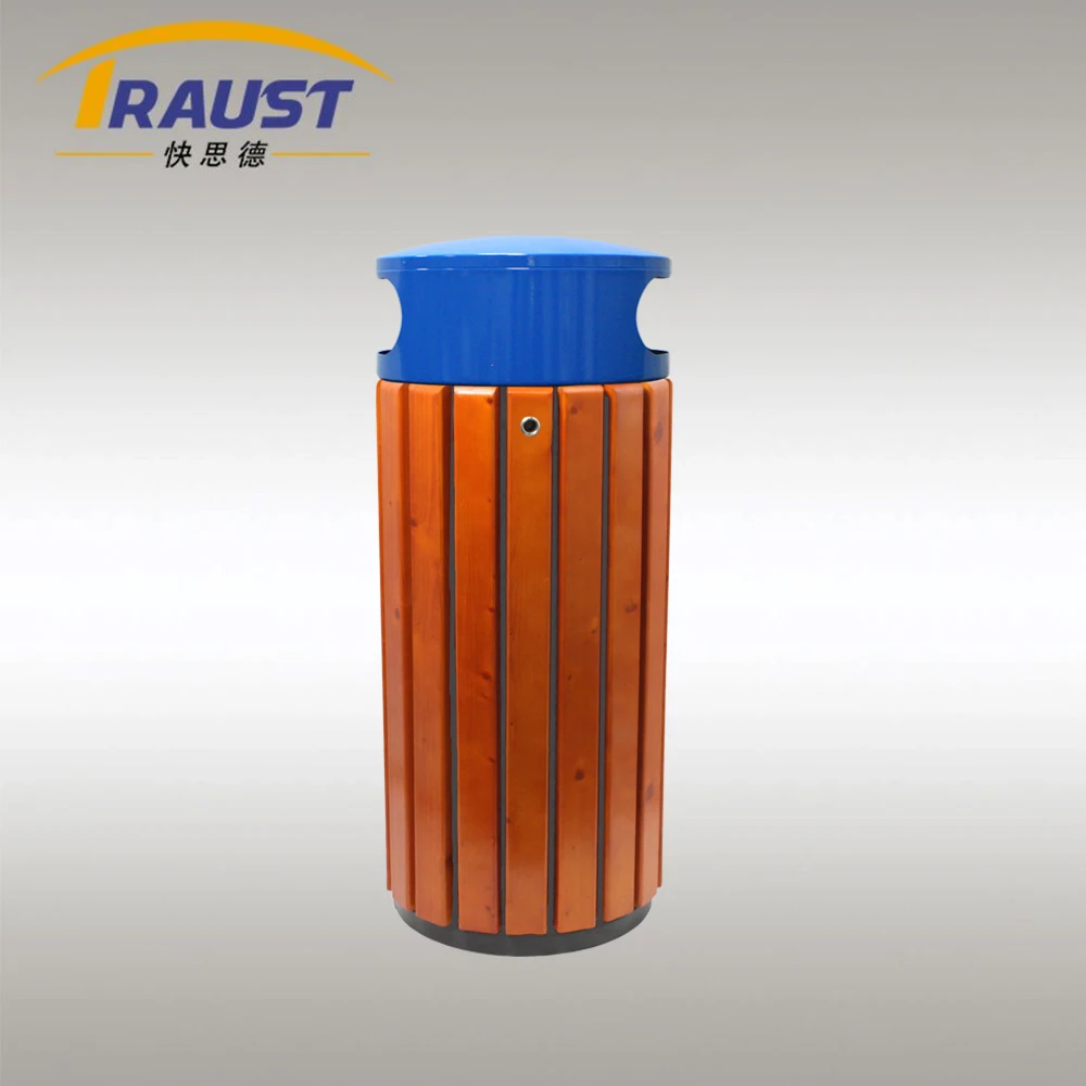 Traust outdoor unique wooden public cardboard dustbin garden garbage litter trash bin can