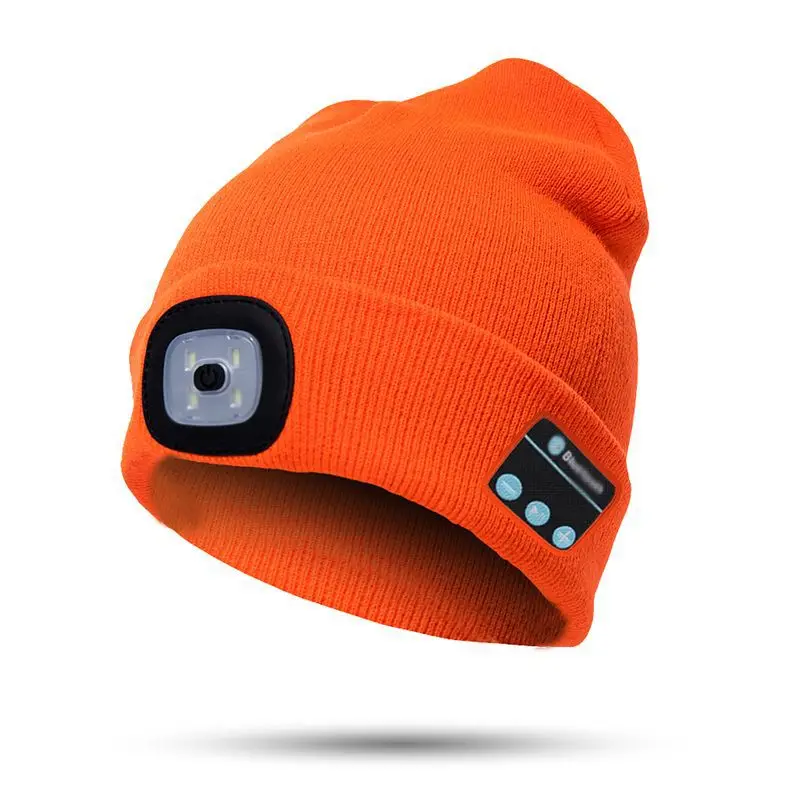 
Amazon Top Seller 2021 Bluetooth Beanie Hat With LED Light Rechargeable Light Up Knitted Beanie Winter Hats Accessories 