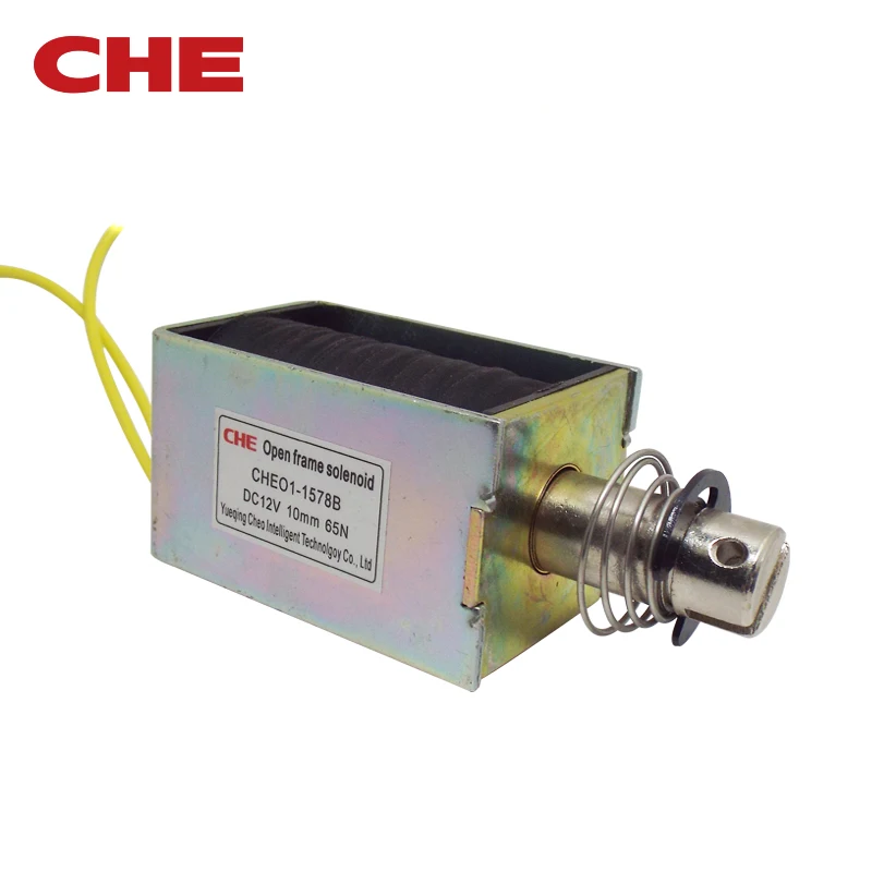 CHEO1-1578B DC 5V 24V 12V 15mm  Stroke 5kg Force Open Frame electric Solenoid heavy duty Push Pull 10mm Solenoid Electromagnet