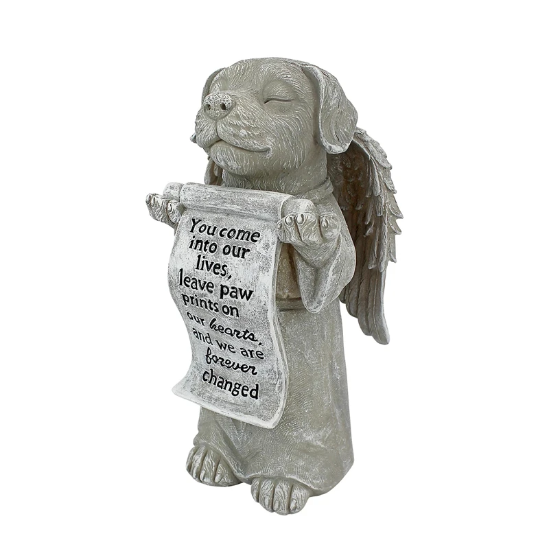 Dog Pet Memorials Paw Prints on our Hearts Resin Stone Like Statue