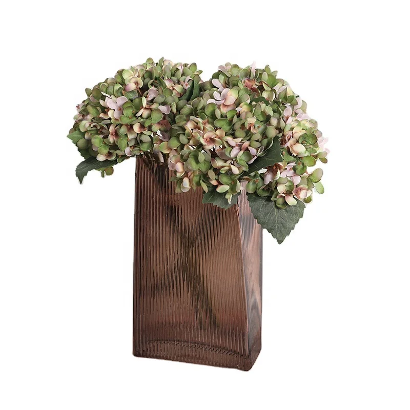 Hot Sale 3 Heads Artificial Silk Hydrangea Flowers Large Dusty Blue Flower Retro Bouquet For Party Home Wedding Table Decoration