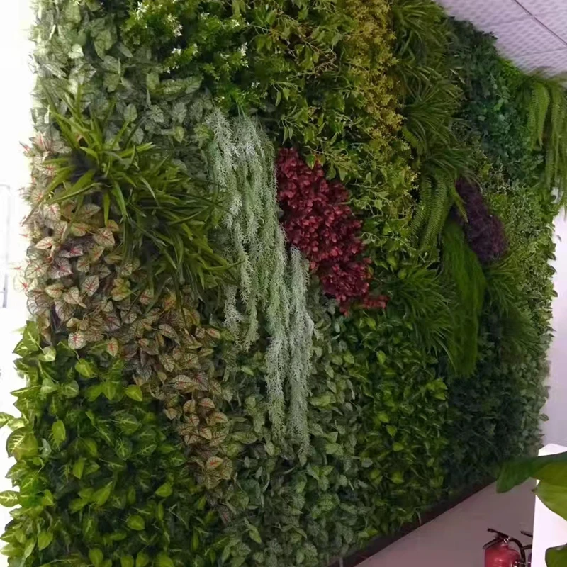 Customized Jungle Style Fake Vertical Plant Wall Hanging Faux Tropical Foliage Plants Artificial Green Grass Wall For Home Decor
