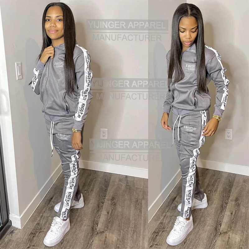 High Quality Custom Unisex Tracksuits with Side Strips custom set Wholesale Customize tracksuit women Sweatsuit