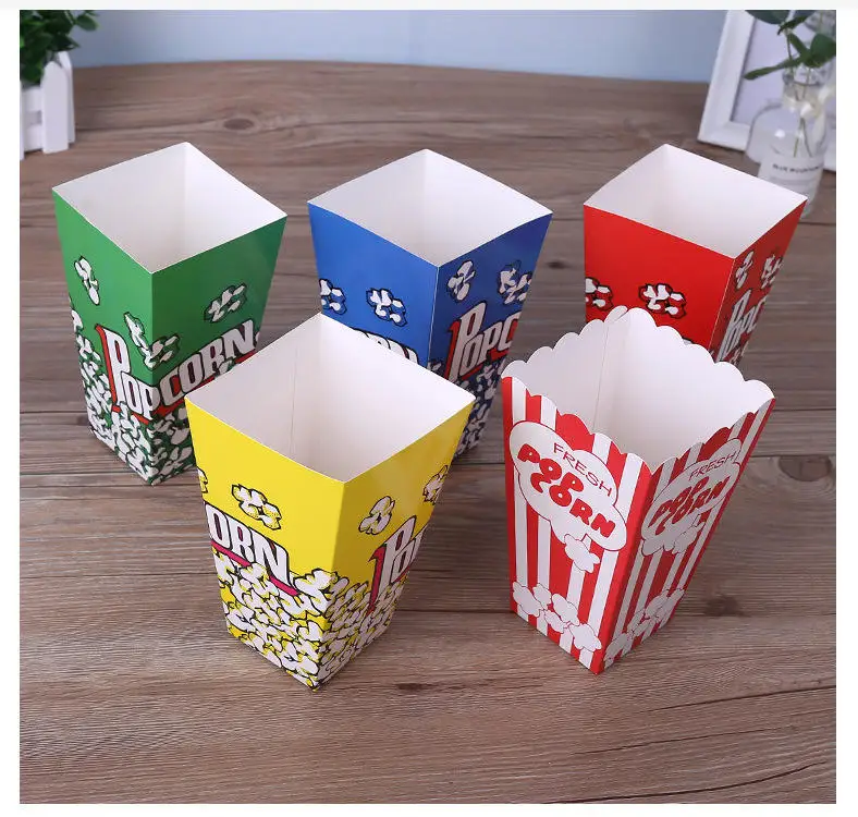 Cheap Disposable White Cardboard Pop Corn Boxes Packaging Fashion Custom Size Printed Paper Popcorn Box