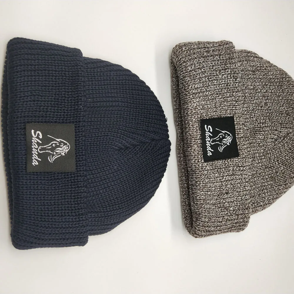 Knit Heather Brown Streetwear Sailor Short Mini Fisherman Beanie for Men Mini Fisherman Beanie Hats