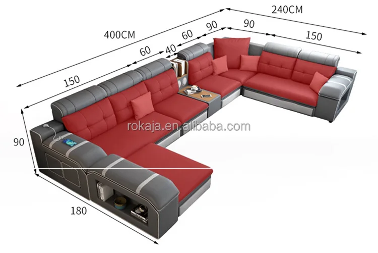 Modern Fabric U-Shaped Sofa Multifunctional Corner Sofa Combination Living Room Furniture Sofa Set With USB Connection