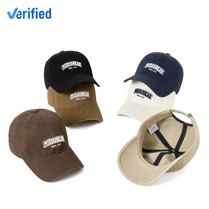 Customized 6 panel unstuctured cotton  peaked cap 3D emboroider logo  Custom washed baseball caps vintage baseball cap